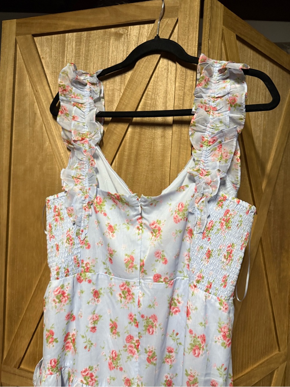 Abercrombie Fitch NWOT Light Blue Floral Ruffled Hi Low Dress XXL - Picture 5 of 5